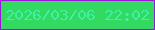 文字の大きさ：4、枠の色：9b15d6、背景の色：34d962、文字の色：3bf3a2 無料ブログパーツのブログ時計