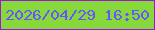 文字の大きさ：3、枠の色：9b16db、背景の色：87d83b、文字の色：6952ff 無料ブログパーツのブログ時計