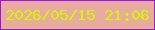 文字の大きさ：2、枠の色：9b17d8、背景の色：e8ac9e、文字の色：d9f306 無料ブログパーツのブログ時計