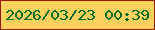 文字の大きさ：2、枠の色：9b1802、背景の色：fcd15d、文字の色：036b21 無料ブログパーツのブログ時計
