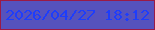 文字の大きさ：4、枠の色：9b1a46、背景の色：5652bd、文字の色：1e3dfb 無料ブログパーツのブログ時計
