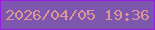 文字の大きさ：4、枠の色：9b1be6、背景の色：7d56ad、文字の色：dc9693 無料ブログパーツのブログ時計