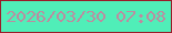 文字の大きさ：4、枠の色：9b1c29、背景の色：50eeb8、文字の色：bc8ca0 無料ブログパーツのブログ時計