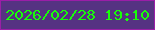 文字の大きさ：2、枠の色：9b1ea7、背景の色：563282、文字の色：18fe09 無料ブログパーツのブログ時計