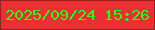 文字の大きさ：3、枠の色：9b1f1c、背景の色：ea3033、文字の色：28fc11 無料ブログパーツのブログ時計