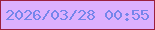 文字の大きさ：1、枠の色：9b203e、背景の色：dcb0fe、文字の色：7585ea 無料ブログパーツのブログ時計