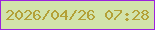 文字の大きさ：4、枠の色：9b22de、背景の色：d2e3ab、文字の色：b3a137 無料ブログパーツのブログ時計