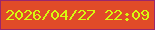 文字の大きさ：3、枠の色：9b266c、背景の色：e14b28、文字の色：d7f810 無料ブログパーツのブログ時計