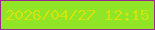 文字の大きさ：5、枠の色：9b288e、背景の色：90e526、文字の色：d4e30c 無料ブログパーツのブログ時計