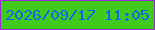 文字の大きさ：4、枠の色：9b29d3、背景の色：40cb1c、文字の色：1564ef 無料ブログパーツのブログ時計