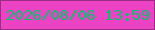 文字の大きさ：3、枠の色：9b2d86、背景の色：ec43c4、文字の色：02c46e 無料ブログパーツのブログ時計