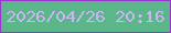 文字の大きさ：1、枠の色：9b34ce、背景の色：5bb68a、文字の色：ccb5f5 無料ブログパーツのブログ時計