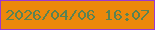 文字の大きさ：5、枠の色：9b38d0、背景の色：ec880b、文字の色：598353 無料ブログパーツのブログ時計