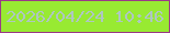 文字の大きさ：3、枠の色：9b3a87、背景の色：98ea32、文字の色：aec7c2 無料ブログパーツのブログ時計