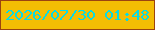 文字の大きさ：3、枠の色：9b4310、背景の色：f3bd04、文字の色：08dae4 無料ブログパーツのブログ時計