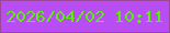 文字の大きさ：5、枠の色：9b459b、背景の色：b74df3、文字の色：5aee09 無料ブログパーツのブログ時計