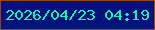 文字の大きさ：3、枠の色：9b4602、背景の色：05127c、文字の色：14f4ac 無料ブログパーツのブログ時計