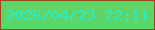 文字の大きさ：2、枠の色：9b4623、背景の色：60d467、文字の色：22f1d1 無料ブログパーツのブログ時計