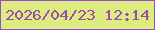 文字の大きさ：5、枠の色：9b47d9、背景の色：ddec7e、文字の色：9a4bac 無料ブログパーツのブログ時計