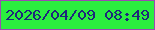 文字の大きさ：1、枠の色：9b49b2、背景の色：2bee3f、文字の色：1d277b 無料ブログパーツのブログ時計