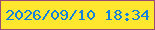 文字の大きさ：2、枠の色：9b4b73、背景の色：ffe730、文字の色：1381dc 無料ブログパーツのブログ時計