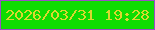 文字の大きさ：4、枠の色：9b4dc7、背景の色：0fdc02、文字の色：dad82f 無料ブログパーツのブログ時計