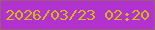 文字の大きさ：5、枠の色：9b5b7b、背景の色：b132cf、文字の色：d3b90f 無料ブログパーツのブログ時計