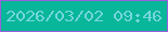 文字の大きさ：4、枠の色：9b60db、背景の色：08b699、文字の色：74d6de 無料ブログパーツのブログ時計