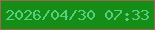 文字の大きさ：4、枠の色：9b6850、背景の色：158d16、文字の色：52d17e 無料ブログパーツのブログ時計
