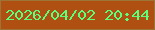 文字の大きさ：4、枠の色：9b7436、背景の色：af4f12、文字の色：5cff79 無料ブログパーツのブログ時計
