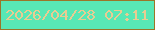文字の大きさ：3、枠の色：9b7628、背景の色：58e8b5、文字の色：e9cc92 無料ブログパーツのブログ時計