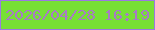 文字の大きさ：3、枠の色：9b79e3、背景の色：77e035、文字の色：a87ac6 無料ブログパーツのブログ時計