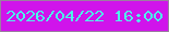 文字の大きさ：1、枠の色：9b7ea0、背景の色：d014eb、文字の色：4ef4ea 無料ブログパーツのブログ時計