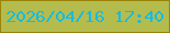 文字の大きさ：3、枠の色：9b8208、背景の色：b4bc4d、文字の色：12bce5 無料ブログパーツのブログ時計