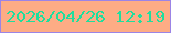 文字の大きさ：4、枠の色：9b84e6、背景の色：fdac85、文字の色：1ede9e 無料ブログパーツのブログ時計