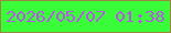 文字の大きさ：2、枠の色：9b8541、背景の色：39fd38、文字の色：ba55e9 無料ブログパーツのブログ時計