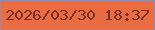文字の大きさ：5、枠の色：9b87ab、背景の色：ea6c43、文字の色：78302b 無料ブログパーツのブログ時計