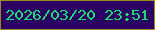 文字の大きさ：4、枠の色：9b8919、背景の色：2a0163、文字の色：21da71 無料ブログパーツのブログ時計