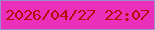 文字の大きさ：5、枠の色：9b8cce、背景の色：ea30ba、文字の色：b61005 無料ブログパーツのブログ時計