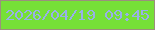 文字の大きさ：4、枠の色：9b907c、背景の色：76e037、文字の色：98b0e9 無料ブログパーツのブログ時計