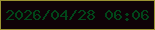 文字の大きさ：3、枠の色：9b9232、背景の色：0f0207、文字の色：014619 無料ブログパーツのブログ時計