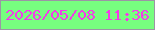 文字の大きさ：3、枠の色：9b95a4、背景の色：77fe7f、文字の色：f43be9 無料ブログパーツのブログ時計