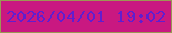 文字の大きさ：1、枠の色：9b9754、背景の色：c91881、文字の色：611ecf 無料ブログパーツのブログ時計