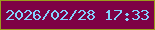 文字の大きさ：5、枠の色：9b9c1c、背景の色：7e0145、文字の色：83d2ff 無料ブログパーツのブログ時計