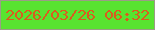 文字の大きさ：5、枠の色：9b9c86、背景の色：58e330、文字の色：da5c1e 無料ブログパーツのブログ時計