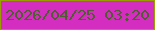 文字の大きさ：2、枠の色：9b9e02、背景の色：d32ebf、文字の色：4d5e2f 無料ブログパーツのブログ時計
