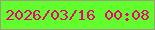文字の大きさ：2、枠の色：9b9e7e、背景の色：61fd2c、文字の色：e90377 無料ブログパーツのブログ時計