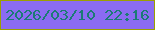 文字の大きさ：4、枠の色：9b9f00、背景の色：8b6bf2、文字の色：1b7b75 無料ブログパーツのブログ時計