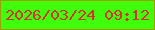 文字の大きさ：1、枠の色：9ba006、背景の色：3ffd0b、文字の色：d6332f 無料ブログパーツのブログ時計