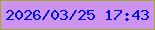 文字の大きさ：4、枠の色：9bab30、背景の色：ce92ef、文字の色：0012dd 無料ブログパーツのブログ時計